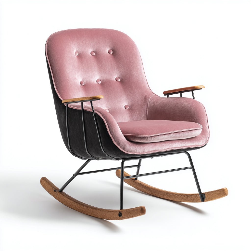 Sedia a dondolo in tessuto 83x87x94 cm - Rosa - Stile moderno per soggiorno