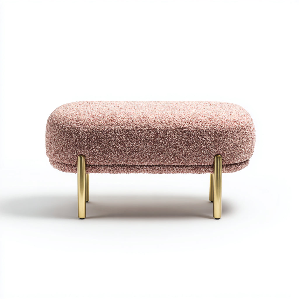 Panca per letto imbottita in tessuto bouclé 120x40x45 cm - rosa cipria - stile moderno adatta alla camera da letto