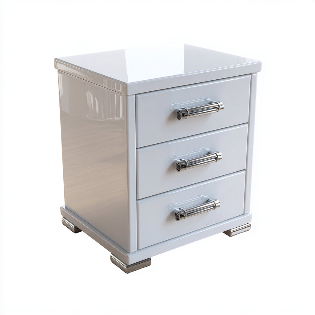 Comodino per camera da letto in legno con 3 cassetti 50x40x60 cm - bianco - stile moderno