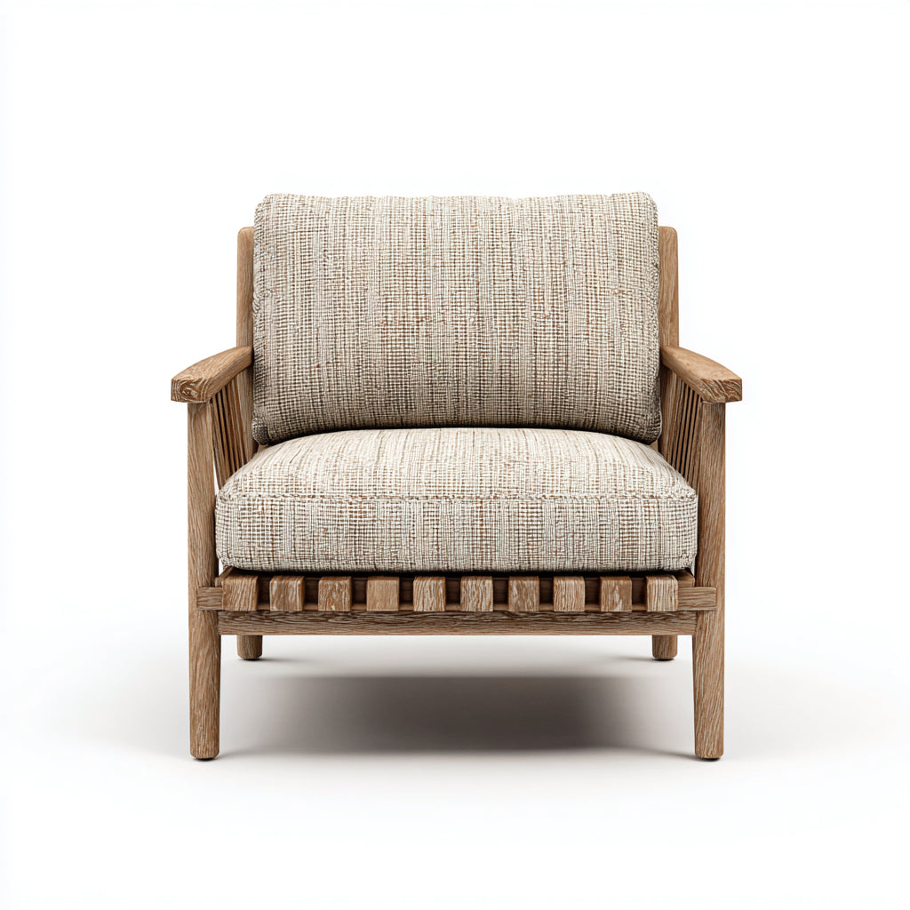 Poltrona da giardino legno con seduta imbottita 68x66x78 cm - beige - stile moderno per esterni