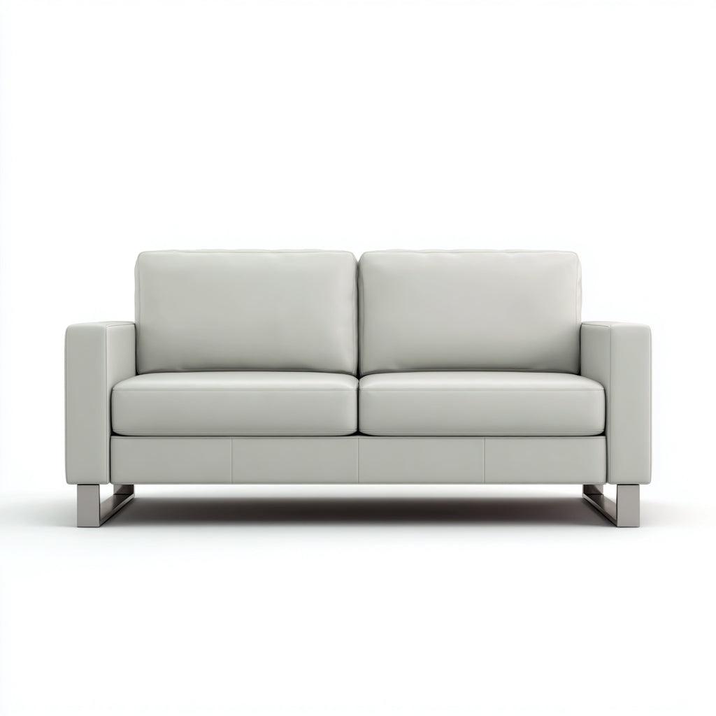 Divano lineare imbottito in pelle 170x88x84 cm - grigio chiaro - design moderno per soggiorno