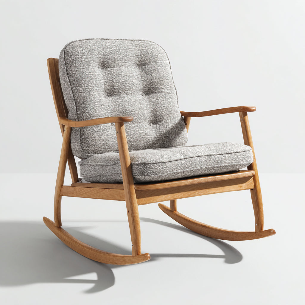 Sedia a dondolo in tessuto 81x84x94 cm - Grigio - Stile moderno per soggiorno