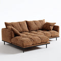 Divano angolare in tessuto a coste 285x165x82 cm - Marrone - Stile moderno per soggiorno