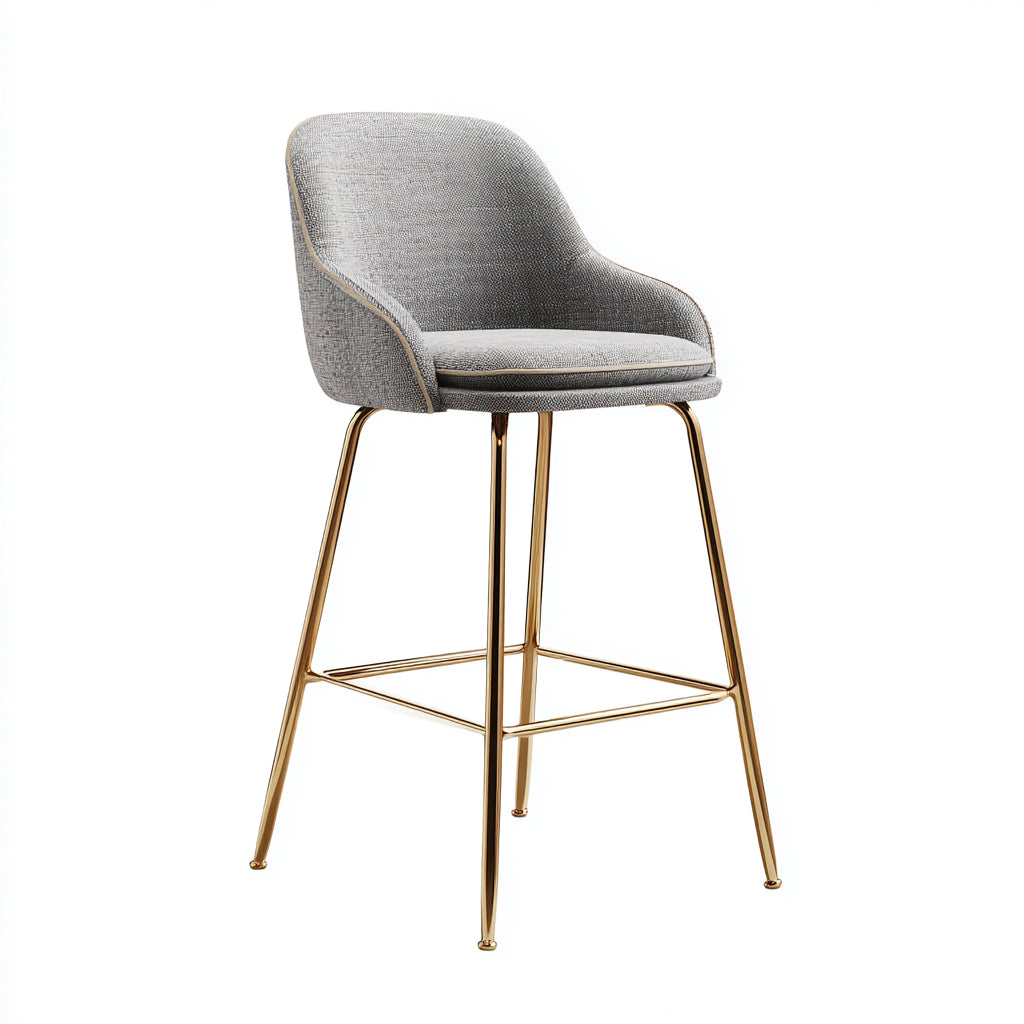 Sgabello da bar in tessuto e metallo 48x50x96 cm - grigio - design moderno per ristorante