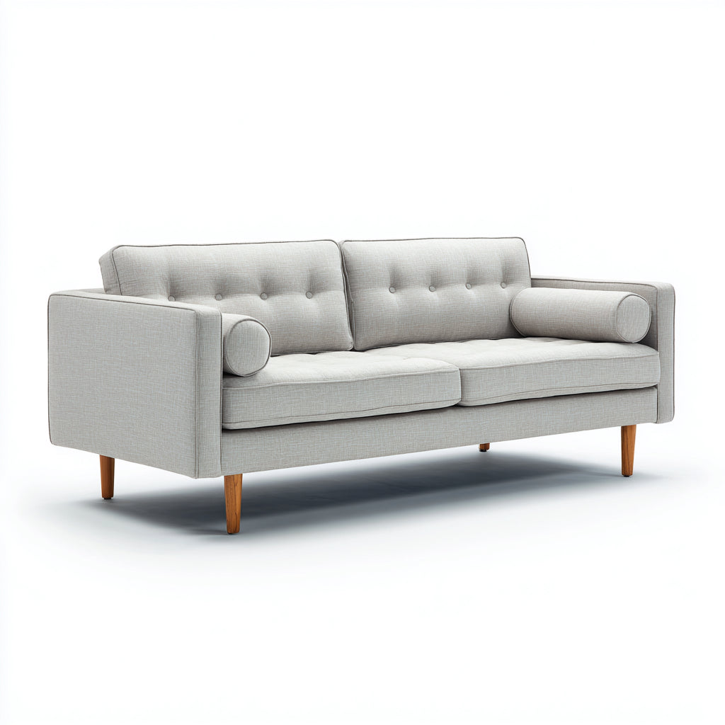 Divano lineare imbottito in tessuto 180x92x86 cm - grigio chiaro - design moderno per soggiorno