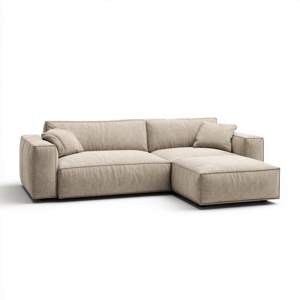 Divano angolare in tessuto 275x165x85 cm - Marrone chiaro - Stile moderno per soggiorno