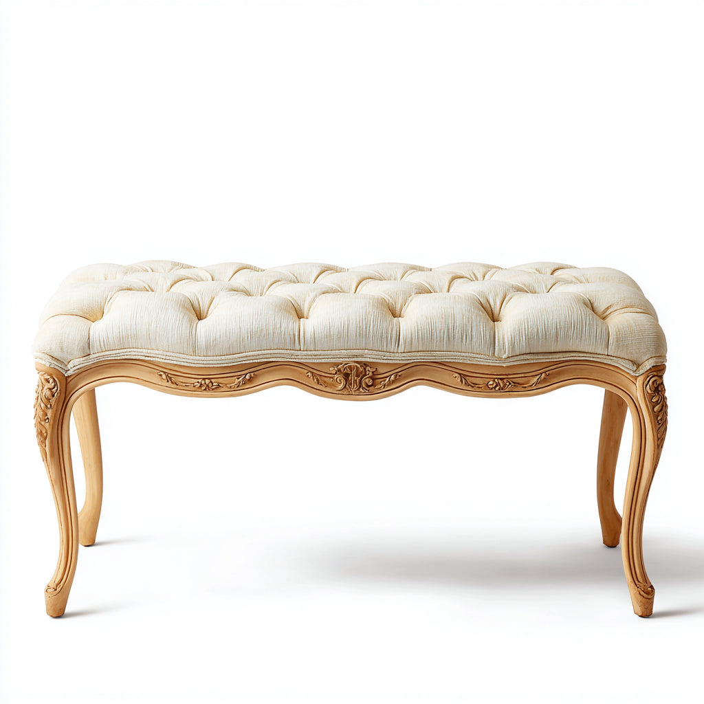 Panca per letto imbottita in tessuto 120x40x48 cm - crema - stile classico adatta alla camera da letto