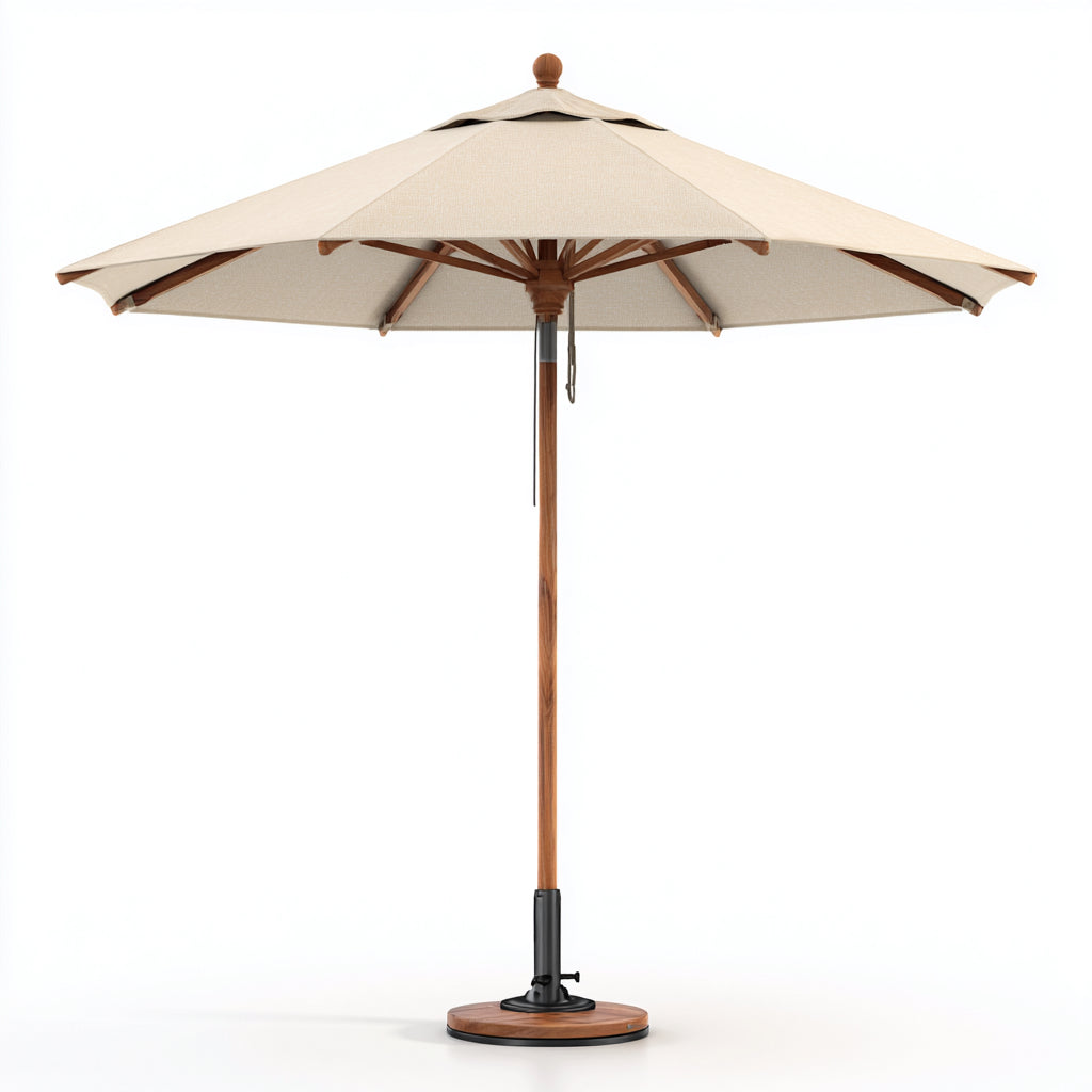 Ombrelloni da giardino con palo centrale in legno e poliestere 300x300x250 cm - beige - stile moderno adatto per esterni