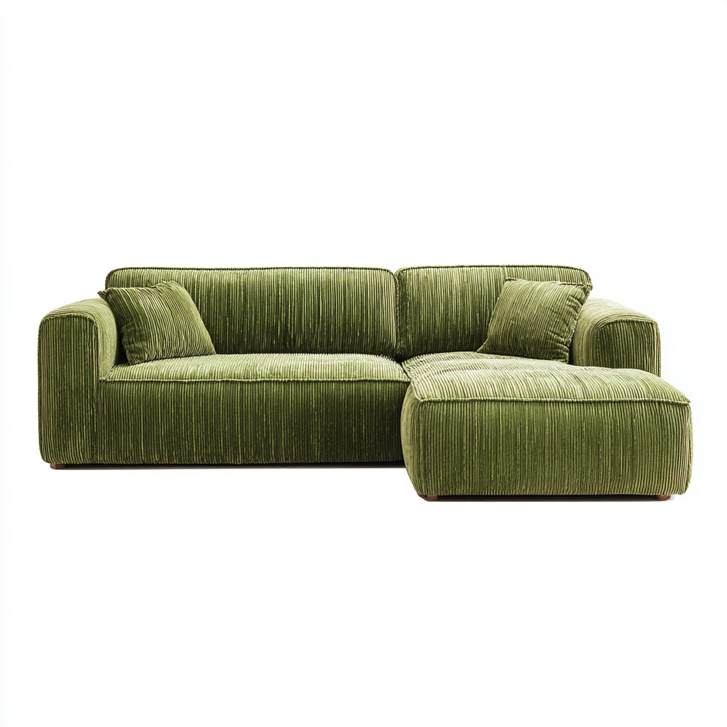 Divano angolare in tessuto a coste 270x160x82 cm - Verde - Stile moderno per soggiorno