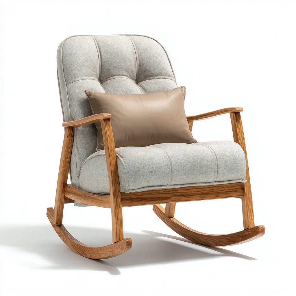 Sedia a dondolo in tessuto 80x86x95 cm - Beige - Stile moderno per soggiorno