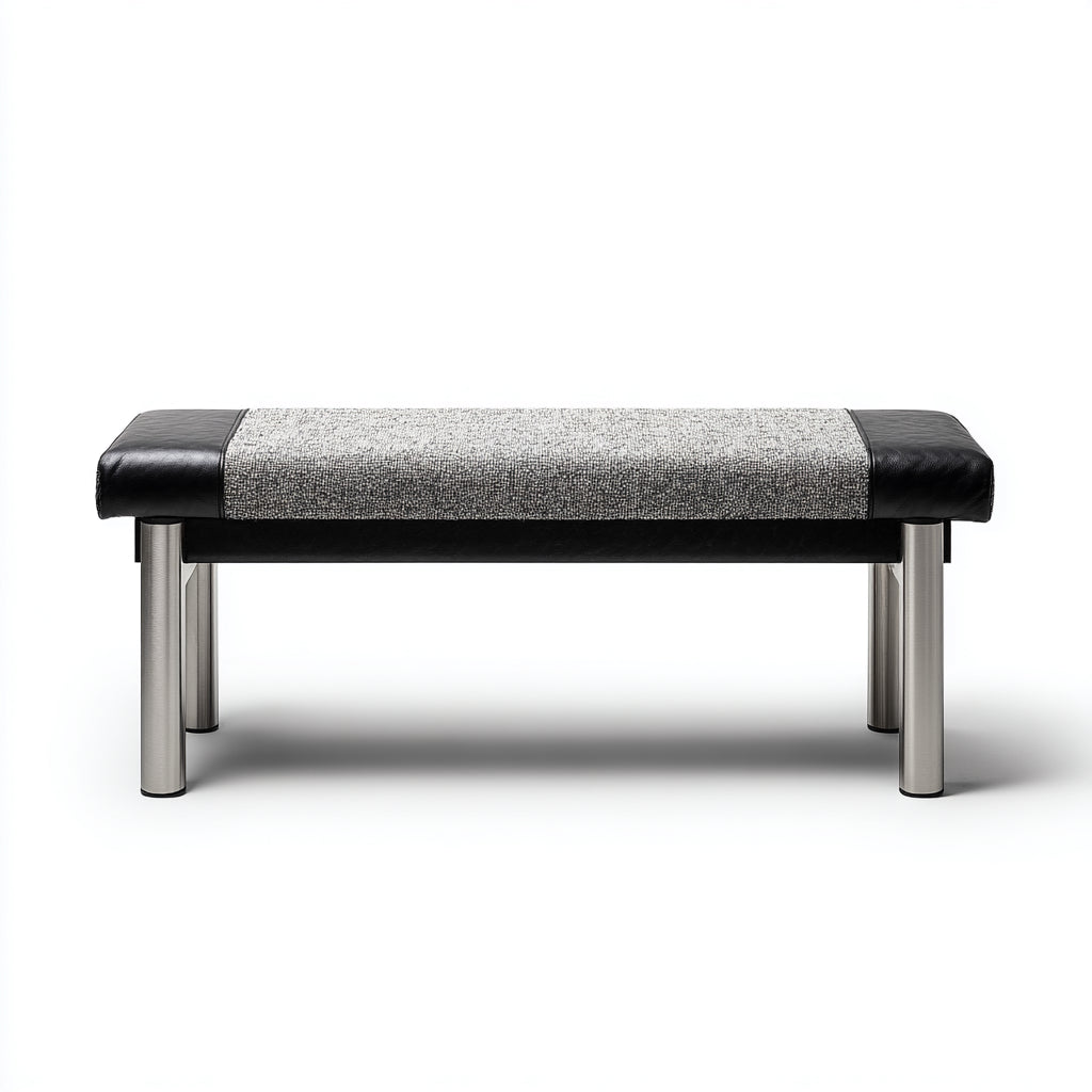 Panca per letto imbottita in tessuto 120x40x45 cm - grigio - nero - stile moderno adatta alla camera da letto
