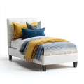 Letto singolo imbottito in ecopelle 200x90x85 cm - bianco - design moderno per camera da letto