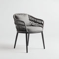 Poltrona da giardino intreccio corda e metallo 62x60x78 cm - grigio - stile moderno per esterni