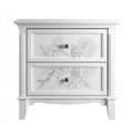 Comodino per camera da letto in legno con 2 cassetti 52x38x58 cm - bianco - stile classico decorato