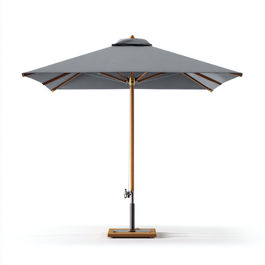 Ombrelloni da giardino con palo centrale in legno e poliestere 300x300x250 cm - grigio - stile moderno adatto per esterni