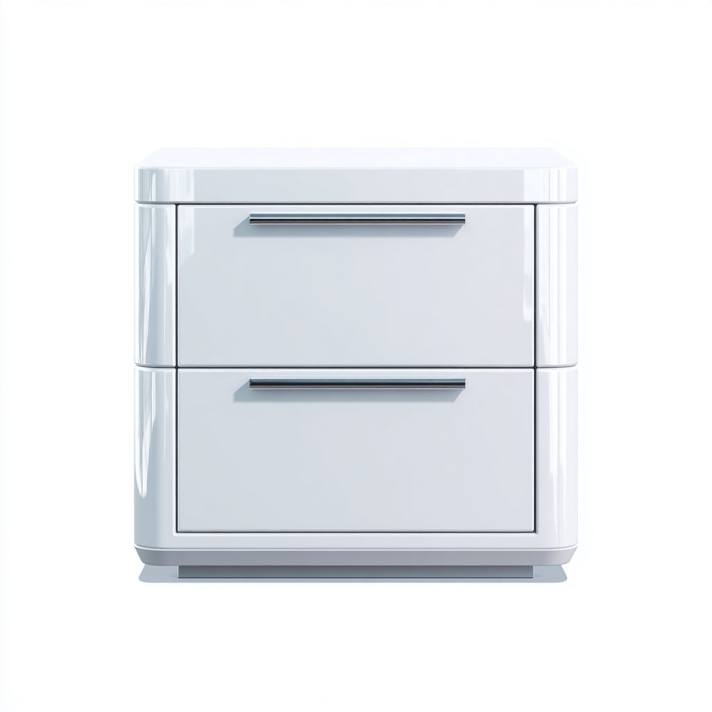 Comodino per camera da letto in legno con 2 cassetti 50x40x55 cm - bianco - stile moderno