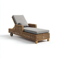 Lettino da sole adatto per esterno in rattan sintetico 200x70x75 cm - grigio - design moderno con schienale regolabile