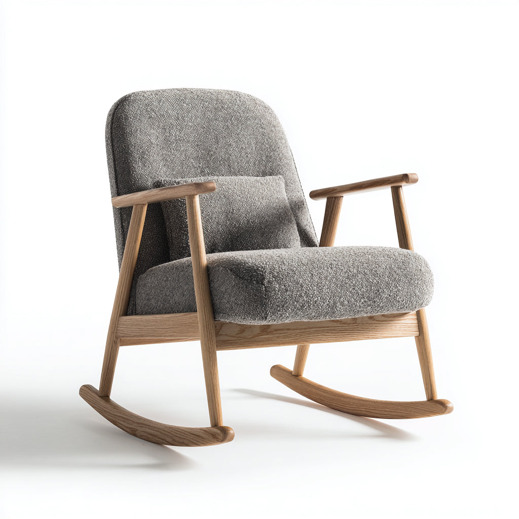 Sedia a dondolo in tessuto 81x85x94 cm - Grigio - Stile moderno per soggiorno