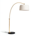 Lampada da terra ad arco in metallo e tessuto 30x30x165 cm - oro - bianco - illuminazione per soggiorno - design elegante