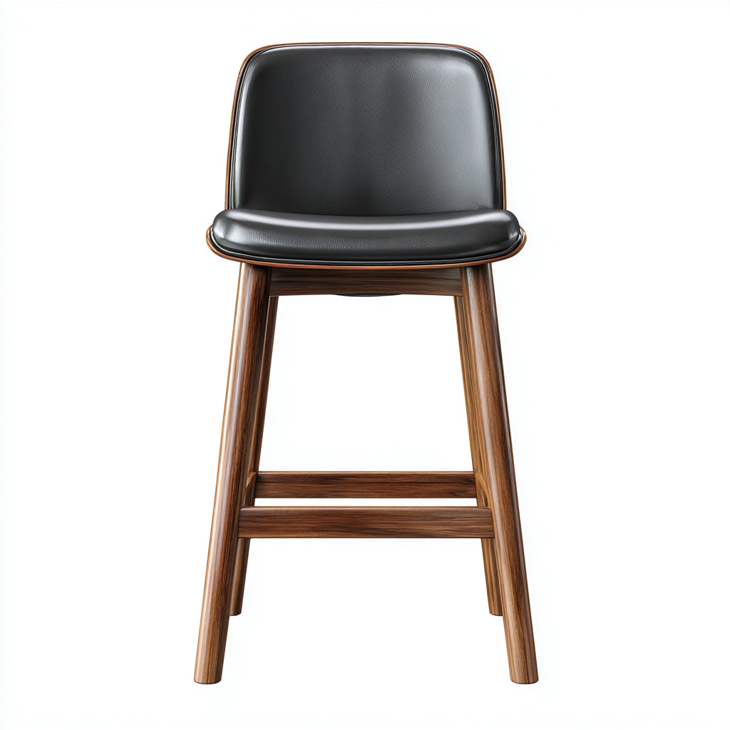 Sgabello da bar in pelle e legno 46x48x95 cm - nero - marrone - design moderno per ristorante