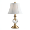 Lampada da tavolo in cristallo e metallo 24x24x52 cm - bianco - oro - stile classico per soggiorno e camera da letto