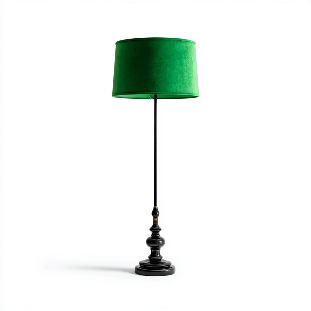 Lampada da terra in metallo e tessuto 45x45x155 cm - nero - verde - illuminazione per soggiorno - design classico