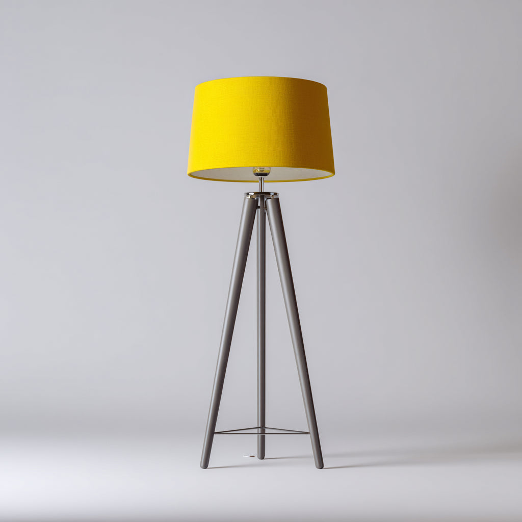 Lampada da terra in metallo e tessuto 45x45x155 cm - giallo - grigio - illuminazione per soggiorno - design moderno
