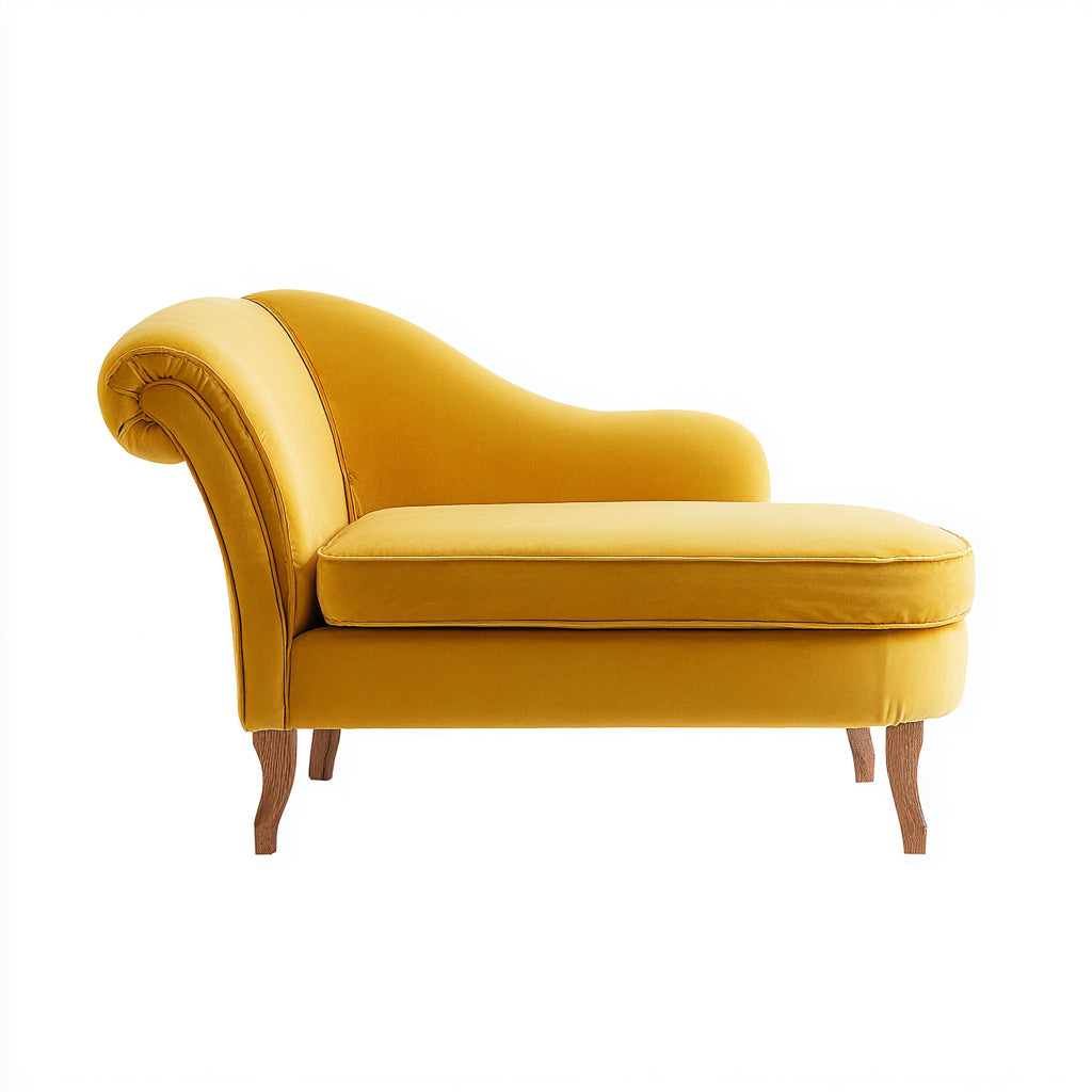 Chaise longue imbottita in velluto 158x68x82 cm - giallo - stile classico per soggiorno