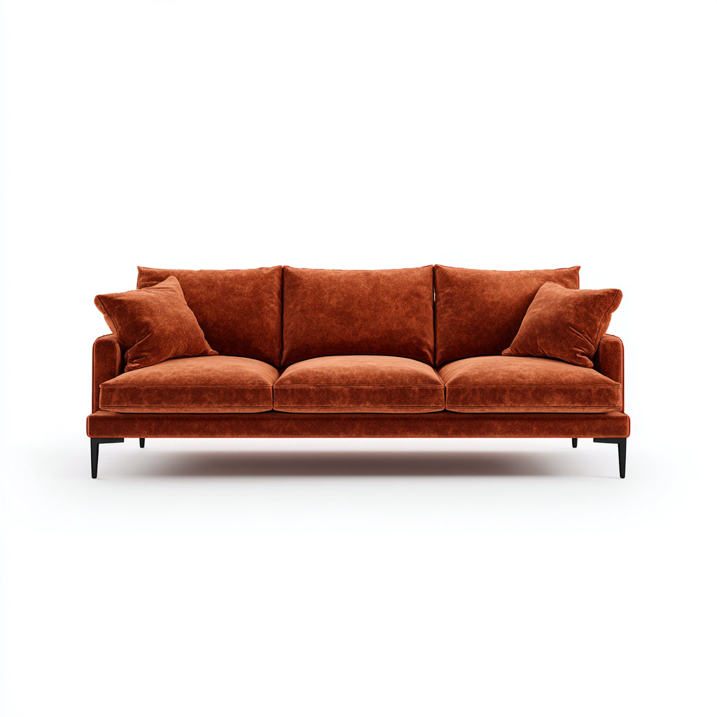 Divano lineare imbottito in tessuto 202x94x85 cm - marrone - design moderno per soggiorno