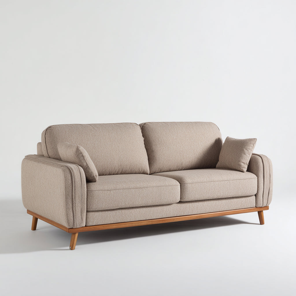 Divano lineare imbottito in tessuto 178x92x86 cm - marrone chiaro - design moderno per soggiorno