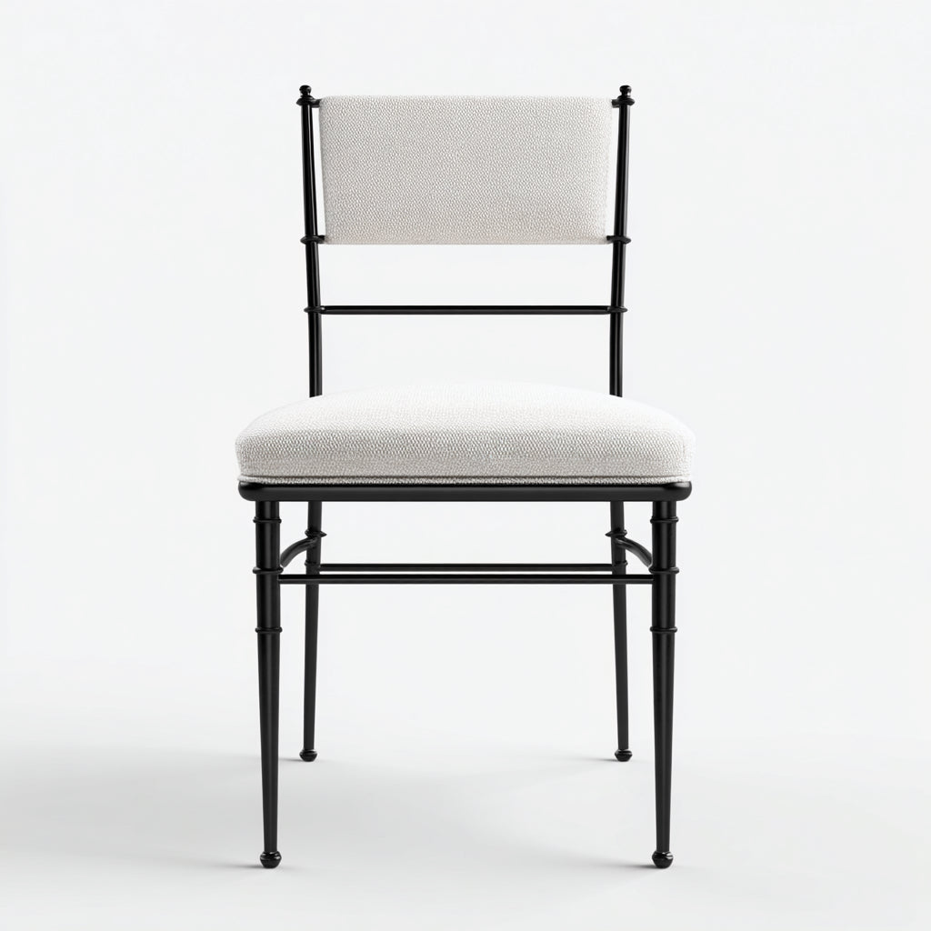 Sedia da pranzo imbottita in tessuto e metallo 48x52x88 cm - bianco - design moderno per sala da pranzo
