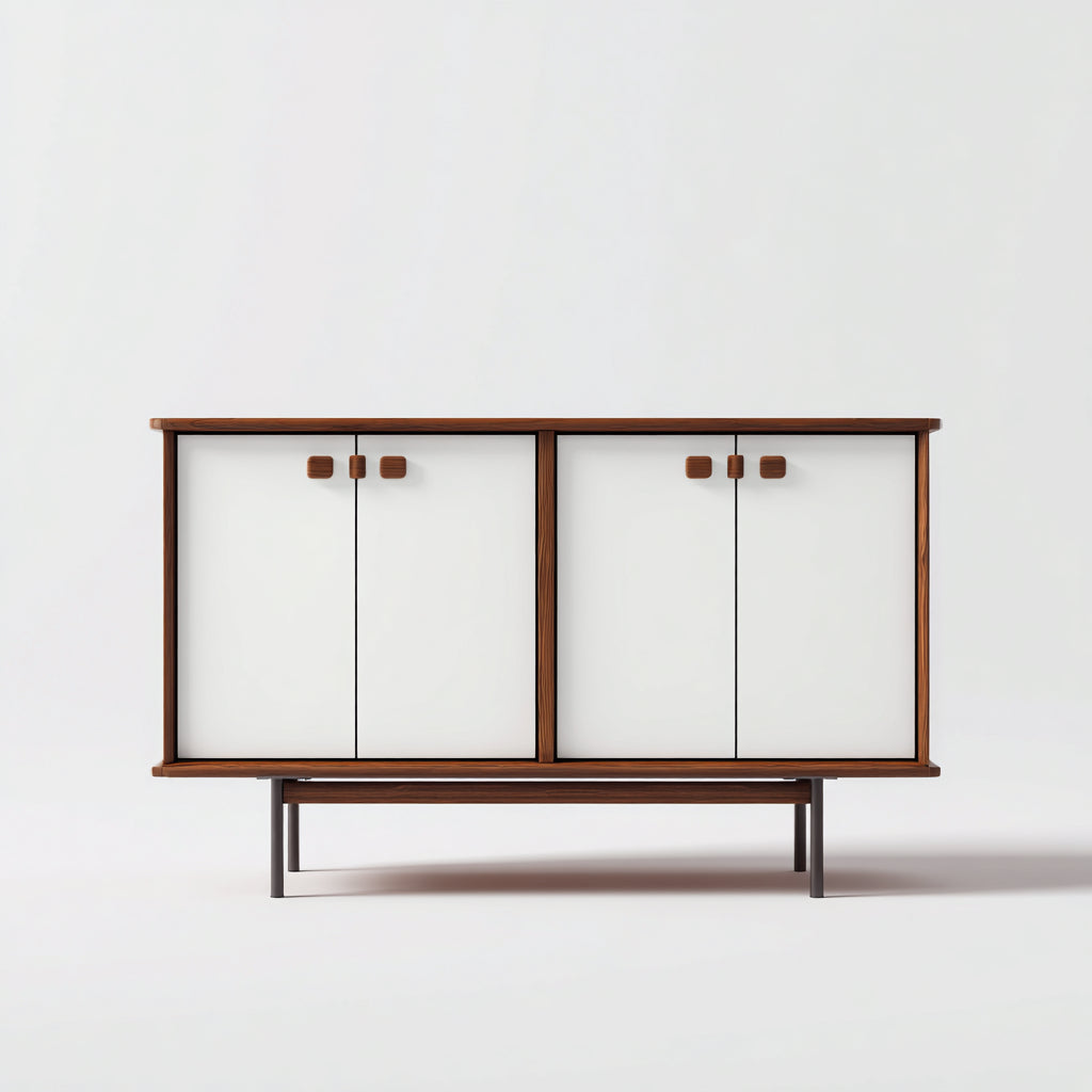 Credenza in legno e metallo 180x45x78 cm - marrone - bianco - nero - design moderno per sala da pranzo