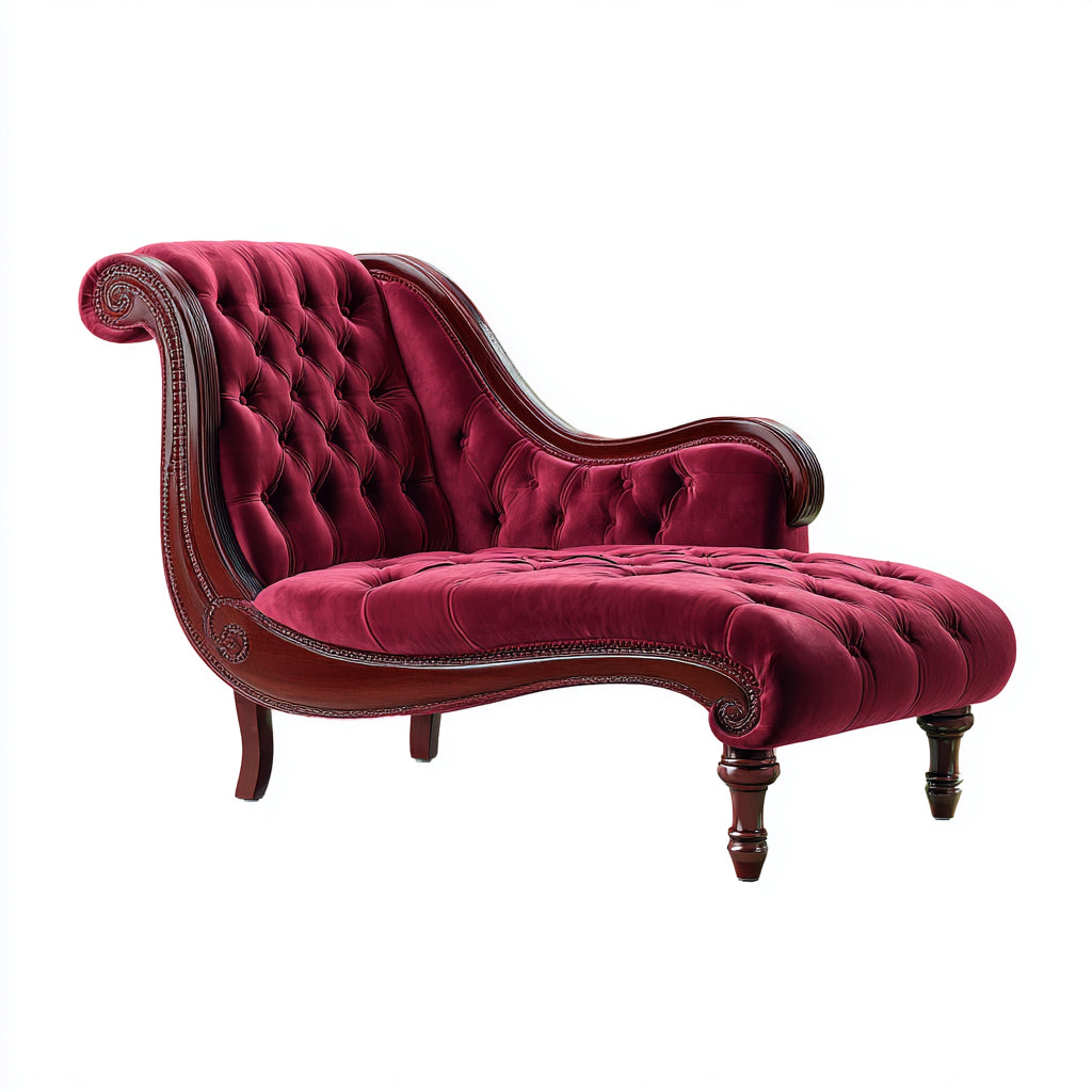 Chaise longue imbottita in velluto 171x74x81 cm - rosso - design classico per soggiorno