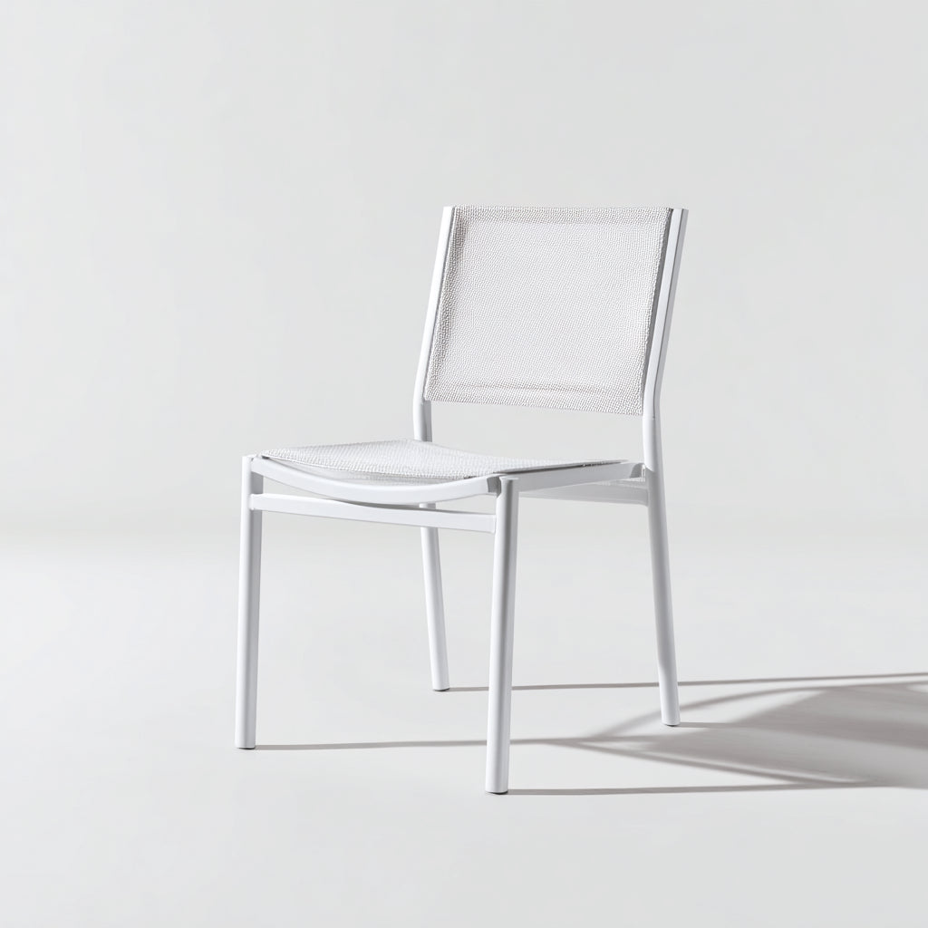 Sedia da pranzo da esterno metallo e rete 50x55x82 cm - bianco - stile moderno per esterni