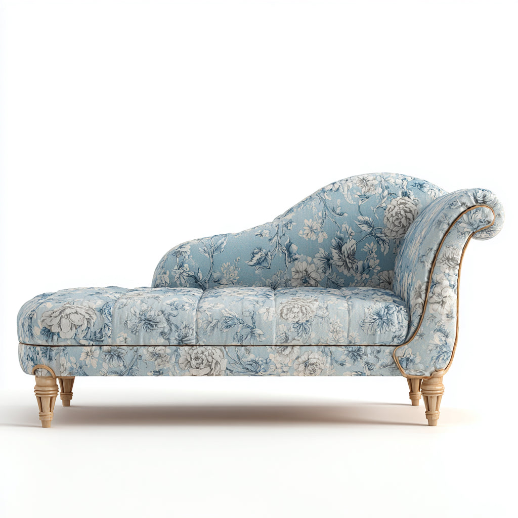 Chaise longue imbottita in tessuto floreale 162x70x84 cm - blu - stile classico per soggiorno