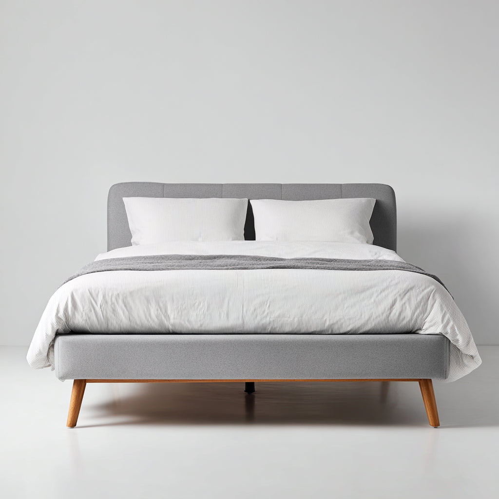 Letto matrimoniale imbottito in tessuto 200x180x102 cm - grigio - stile contemporaneo per camera da letto