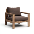 Poltrona da giardino legno con seduta imbottita 68x70x75 cm - marrone - stile moderno per esterni
