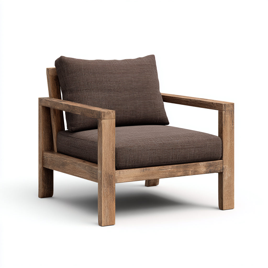 Poltrona da giardino legno con seduta imbottita 68x70x75 cm - marrone - stile moderno per esterni