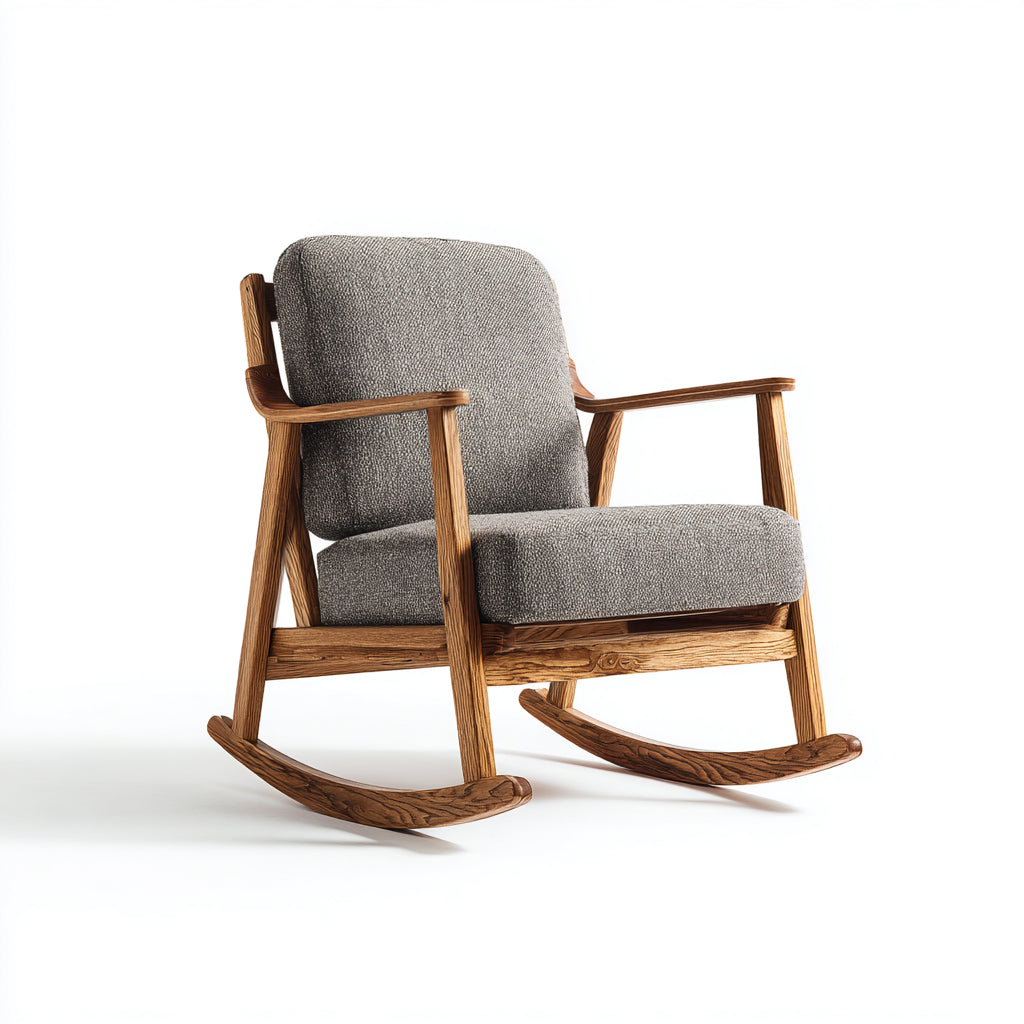 Sedia a dondolo in tessuto 82x86x95 cm - Grigio - Stile moderno per soggiorno