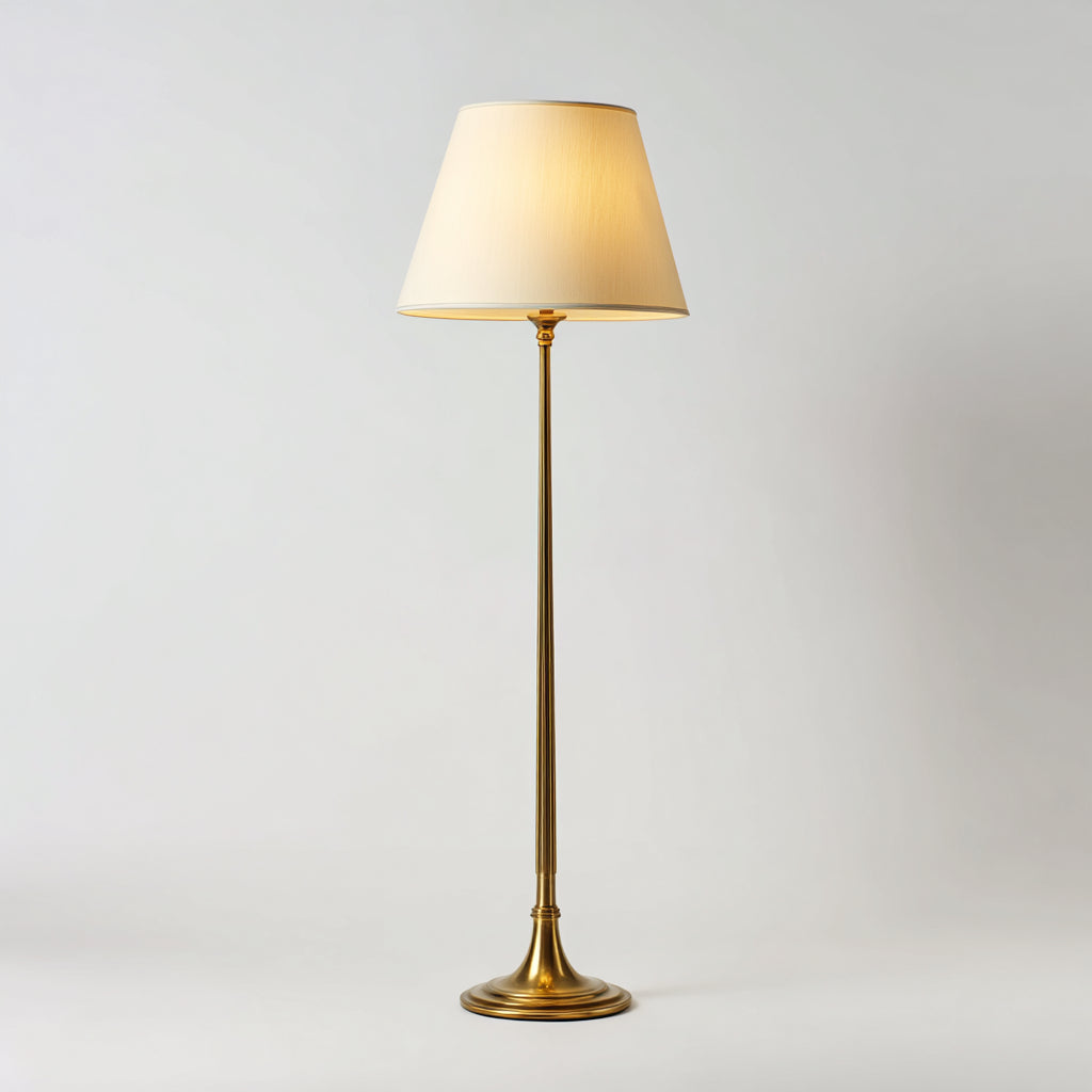 Lampada da terra in metallo e tessuto 40x40x150 cm - oro - bianco - illuminazione per soggiorno - design classico