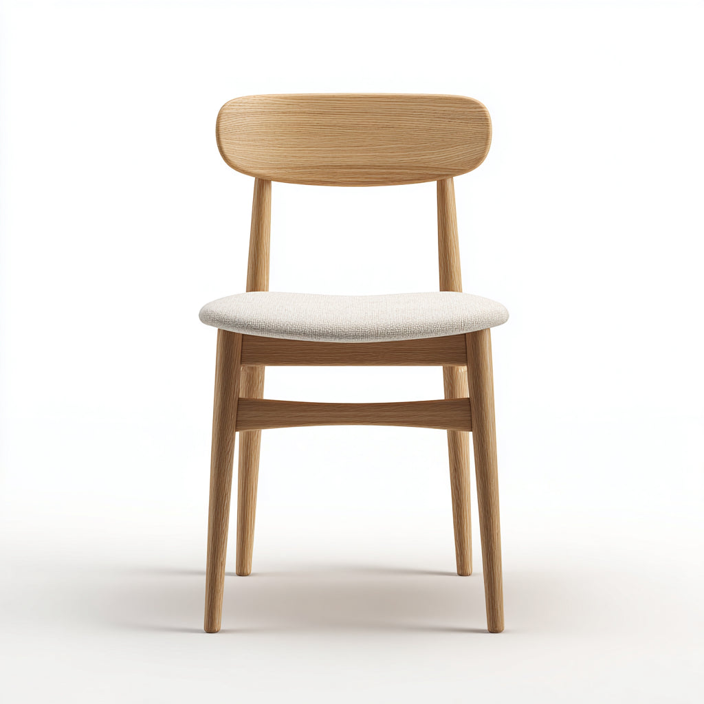 Sedia da pranzo in legno e tessuto imbottito 46x52x80 cm - legno naturale - bianco - design moderno per sala da pranzo