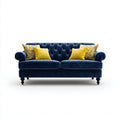 Divano lineare imbottito in tessuto velluto 190x90x85 cm - blu - design classico per soggiorno