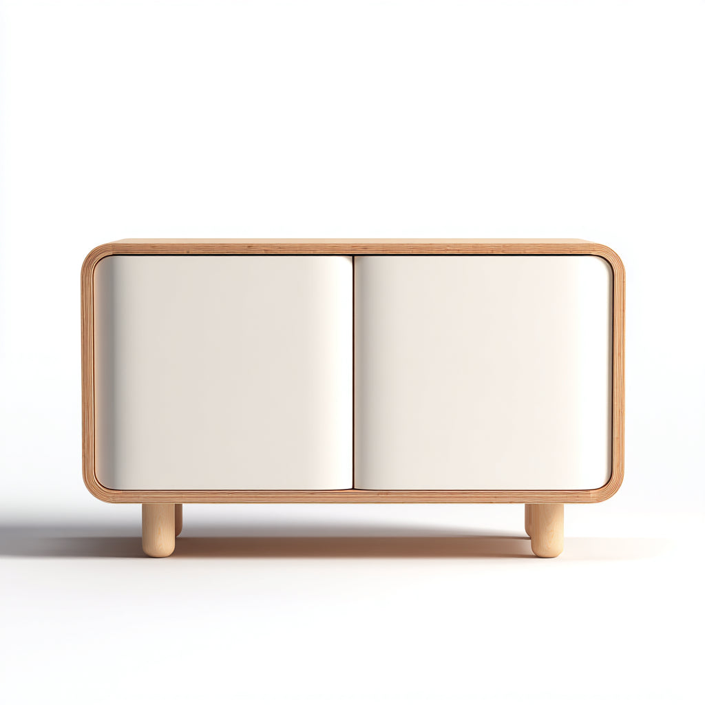 Credenza in legno 160x45x75 cm - marrone chiaro - bianco - design moderno per sala da pranzo