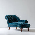 Chaise longue imbottita in velluto 168x75x80 cm - blu - stile classico per soggiorno