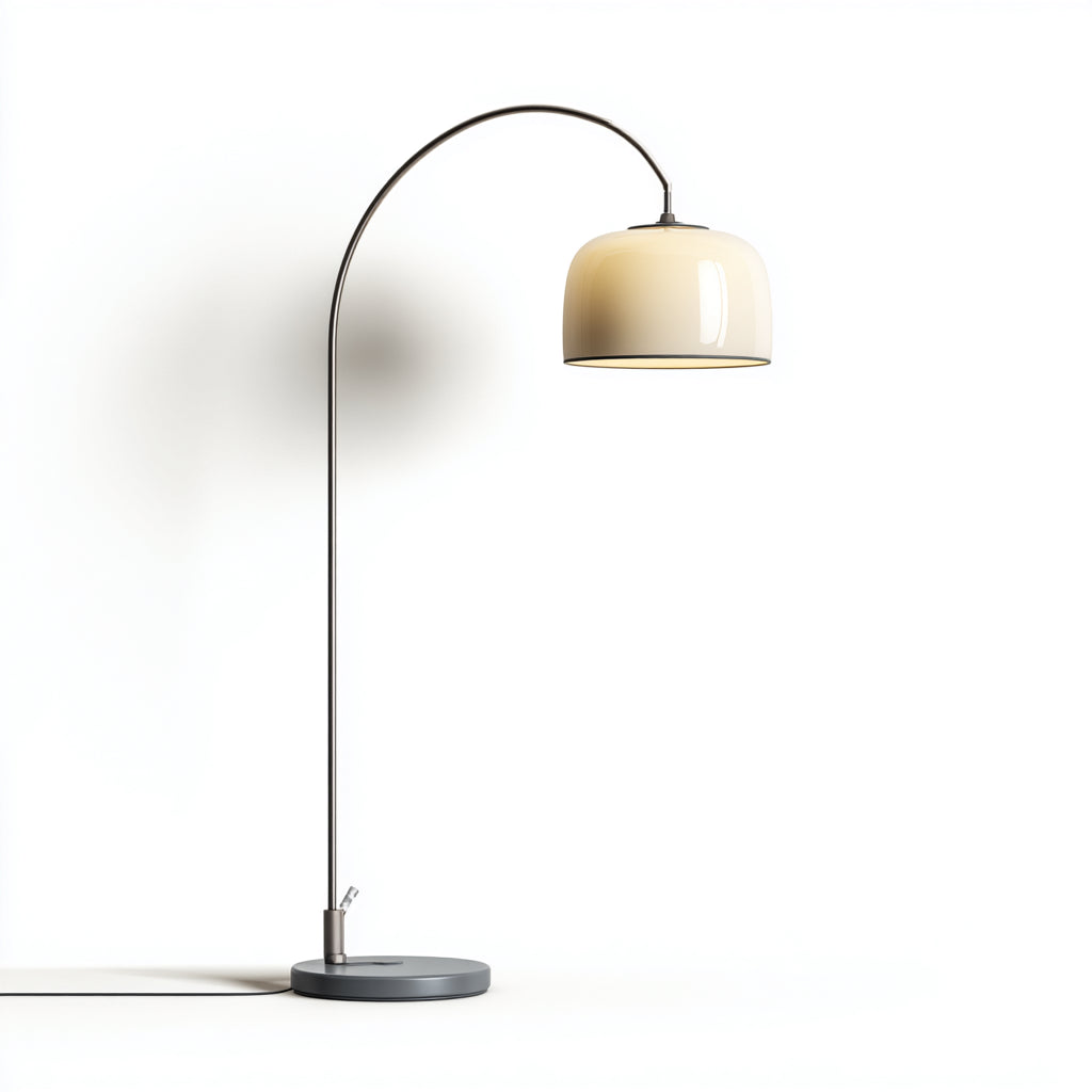 Lampada da terra ad arco in metallo e vetro 32x32x165 cm - grigio - crema - illuminazione per soggiorno - design moderno