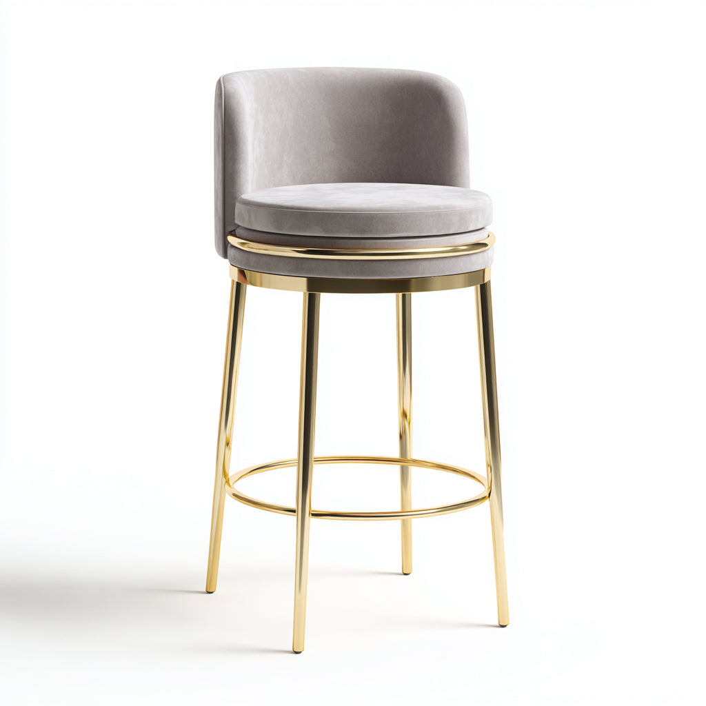 Sgabello da bar in velluto e metallo 47x49x94 cm - grigio chiaro - design moderno per ristorante
