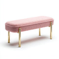 Panca per letto imbottita in tessuto bouclé 120x40x45 cm - rosa - stile moderno adatta alla camera da letto