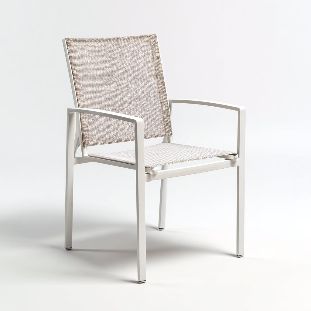 Poltrona da giardino metallo con seduta in textilene 56x60x85 cm - bianco - stile moderno per esterni