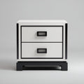 Comodino per camera da letto in legno con 2 cassetti 50x40x55 cm - bianco e nero - stile moderno