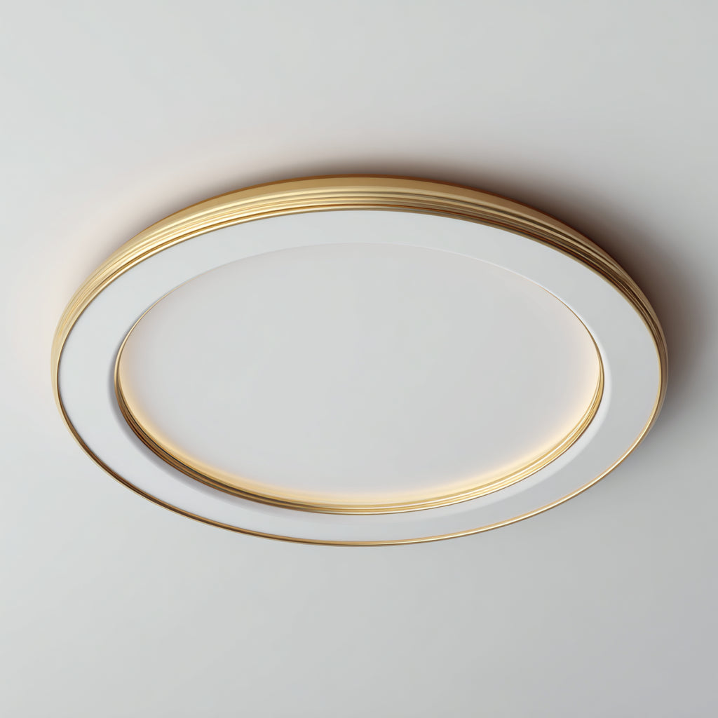 Lampada da soffitto in metallo 36x36x7 cm - bianco - oro - illuminazione per soggiorno - design elegante